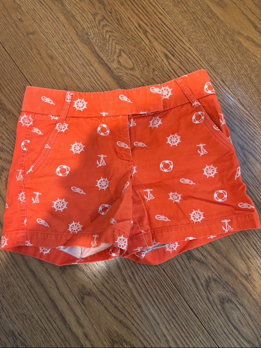 J. Crew Orange Nautical-Print High-Waist Shorts